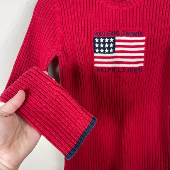 Ralph Lauren Polo Jeans Co. Ribbed American Flag Sweater Size Medium - Picture 6 of 6